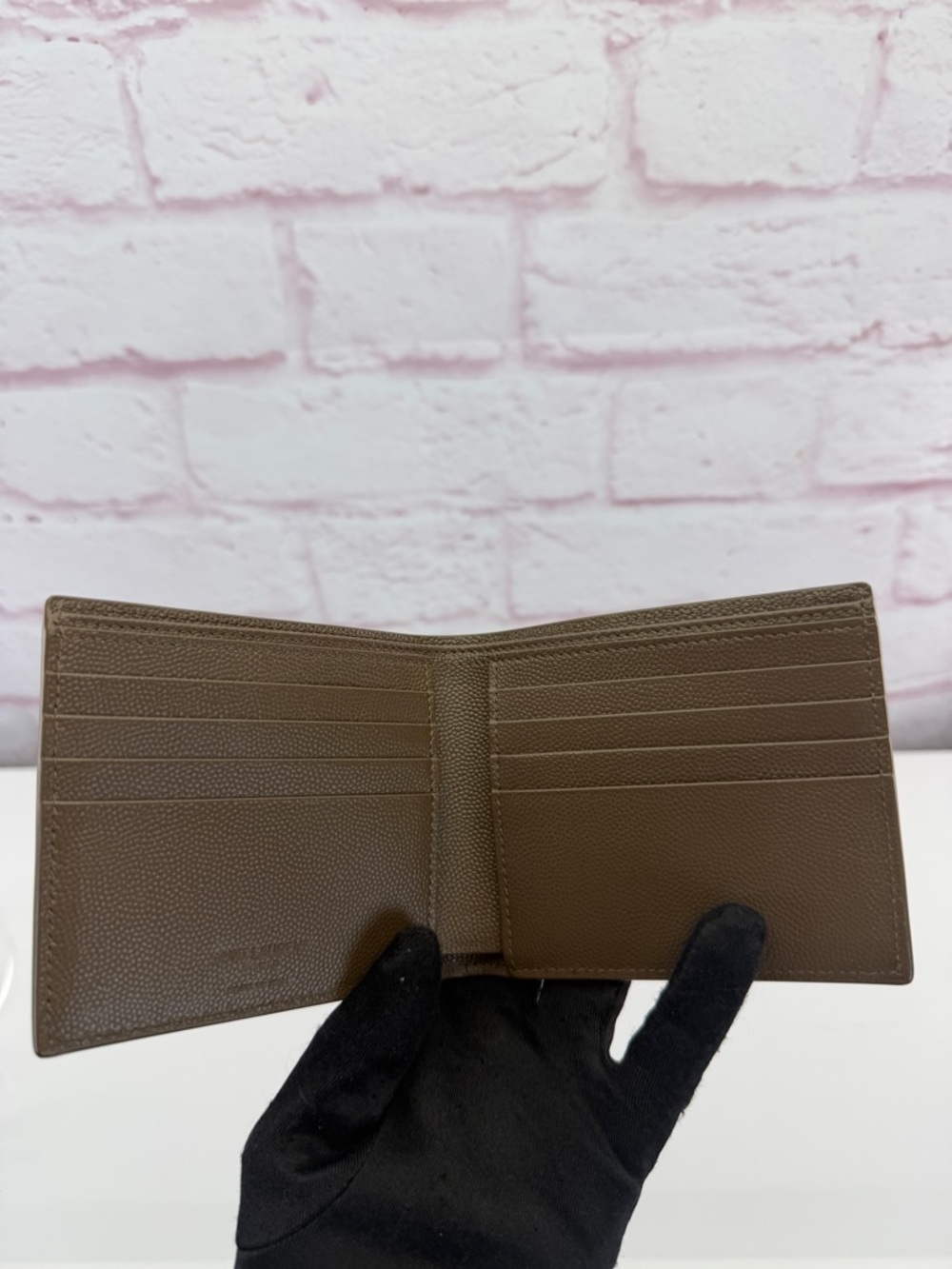 Saint Laurent Paris Brown Textured Leather Bi-Fold Wallet - Picture 7 of 10